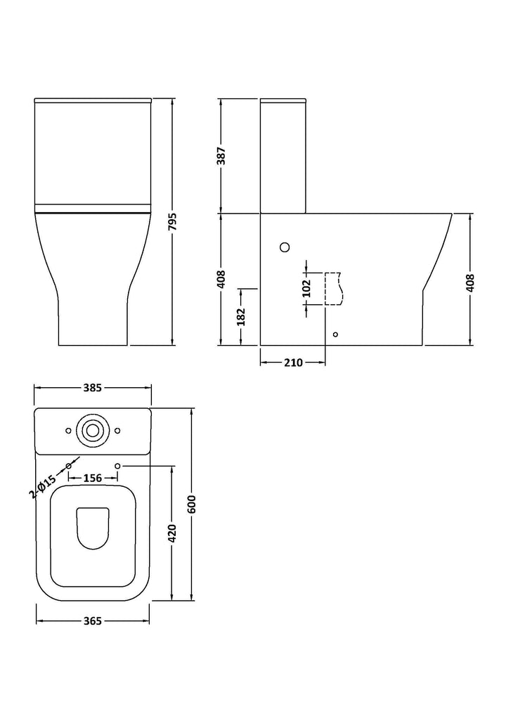 Lyra Flush Rimless Pan, Cistern & Soft Close Seat