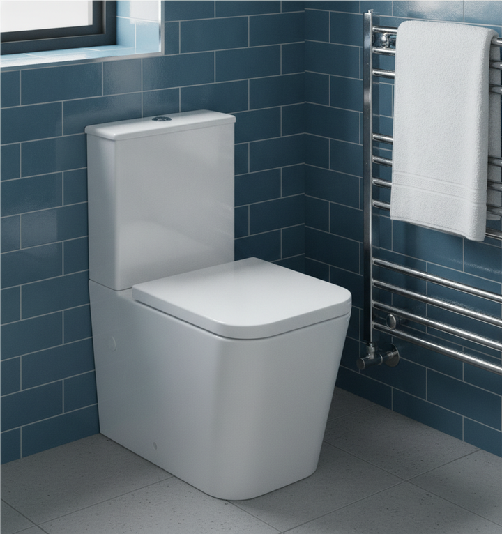 Orion Square Flush to Wall Pan, Cistern & Soft Close Seat