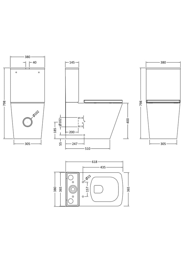 Orion Square Flush to Wall Pan, Cistern & Soft Close Seat