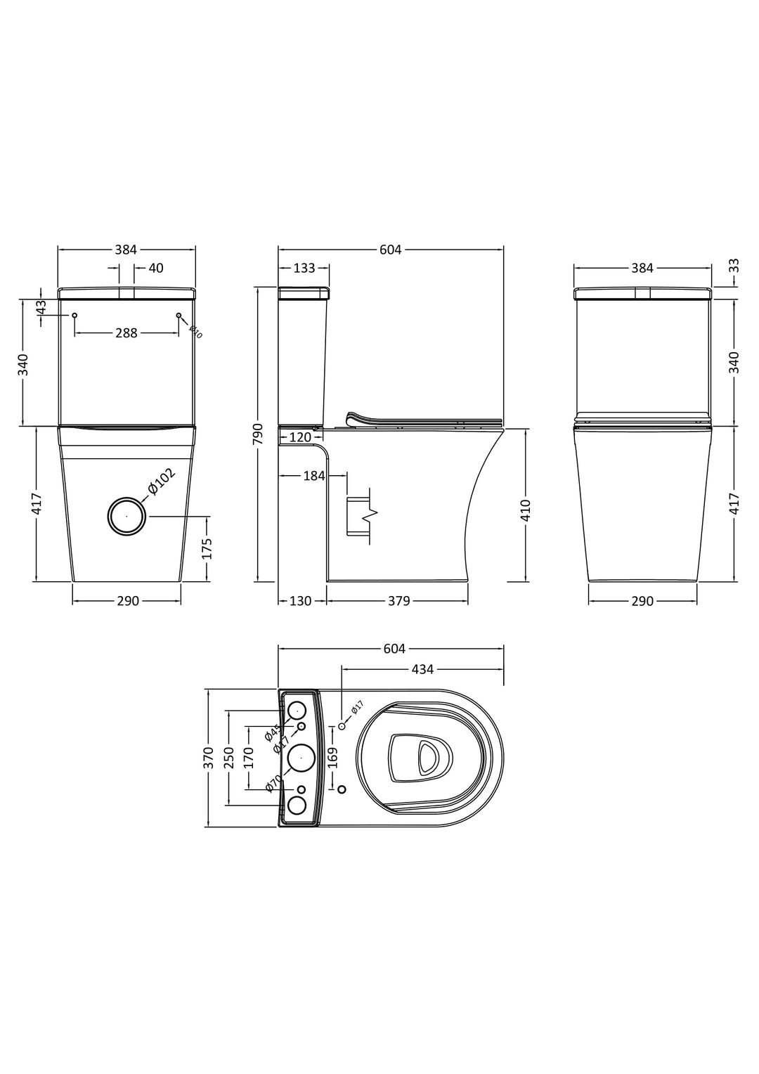 Vega Semi Close Coupled Pan, Cistern & Soft Close Seat