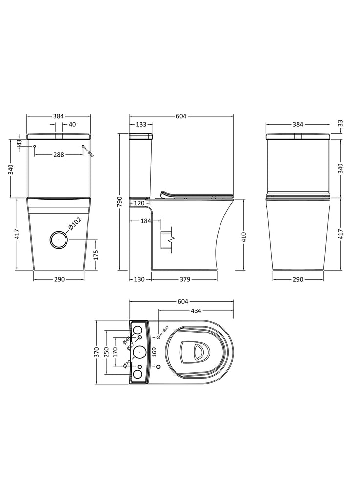 Vega Semi Close Coupled Pan, Cistern & Soft Close Seat