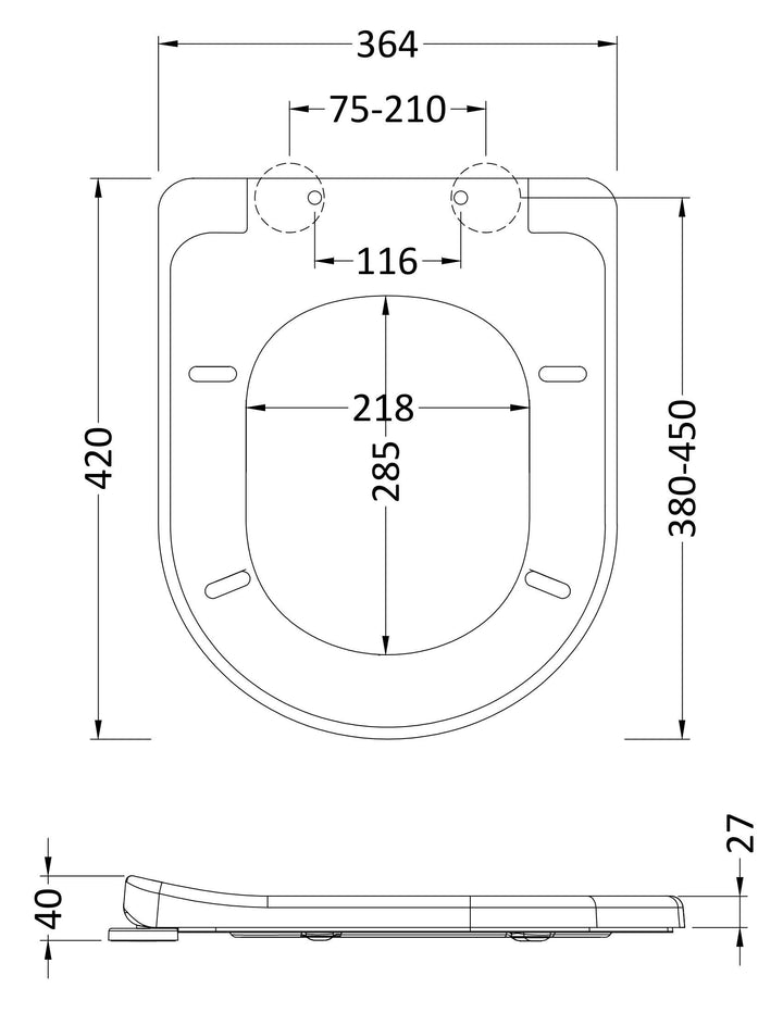 D Shape Toilet Seat - White
