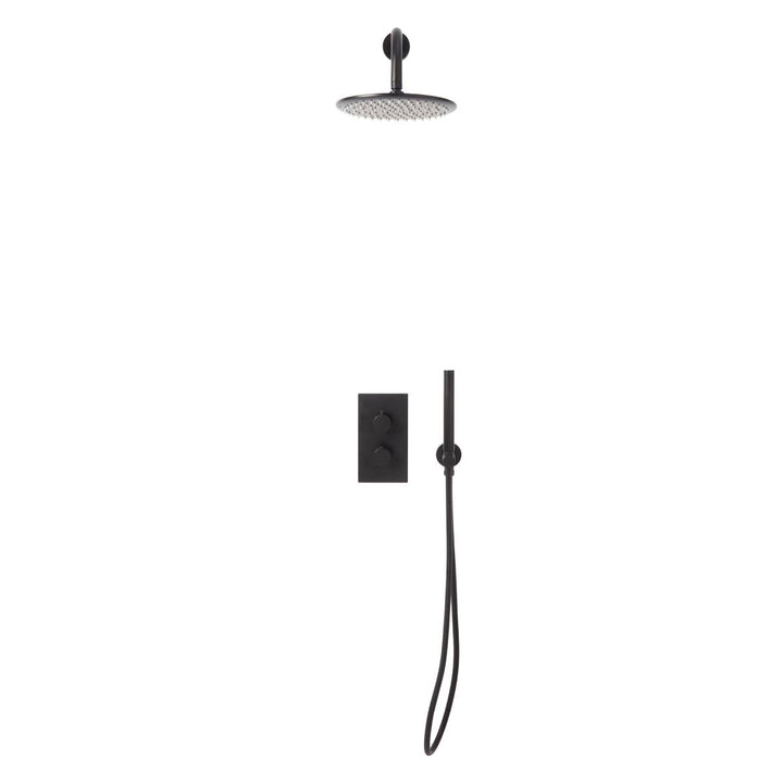 Voda Vero Drench Head & Handset Shower Set with Wall Bracket - Black