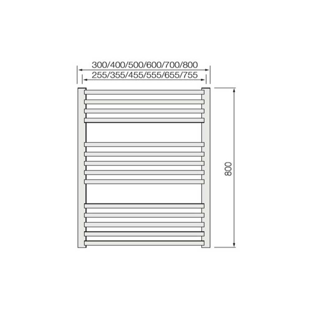 Warmbase LoCo Straight 400 x 800mm Chrome Ladder Rail