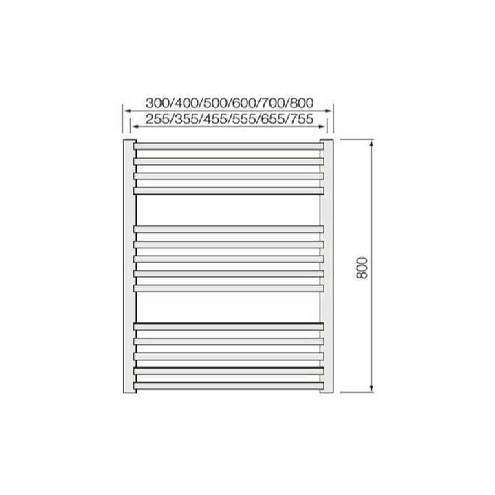 Warmbase LoCo Straight 400 x 800mm Chrome Ladder Rail