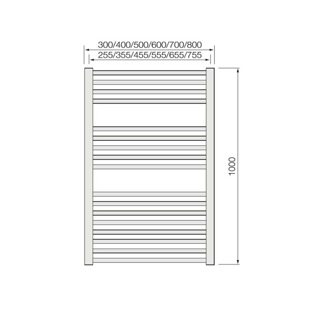 Warmbase LoCo Straight 500 x 1000mm Chrome Ladder Rail