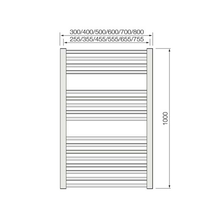 Warmbase LoCo Straight 500 x 1000mm Chrome Ladder Rail