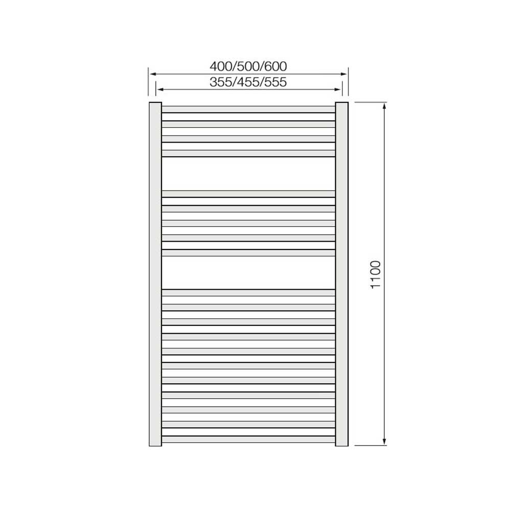 Warmbase LoCo Straight 500 x 1100mm Chrome Ladder Rail