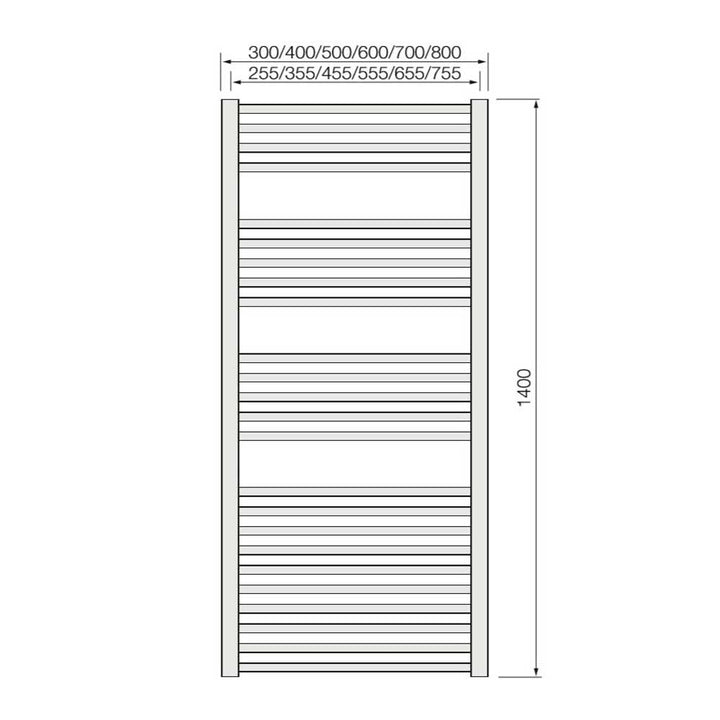 Warmbase LoCo Straight 600 x 1400mm Chrome Ladder Rail