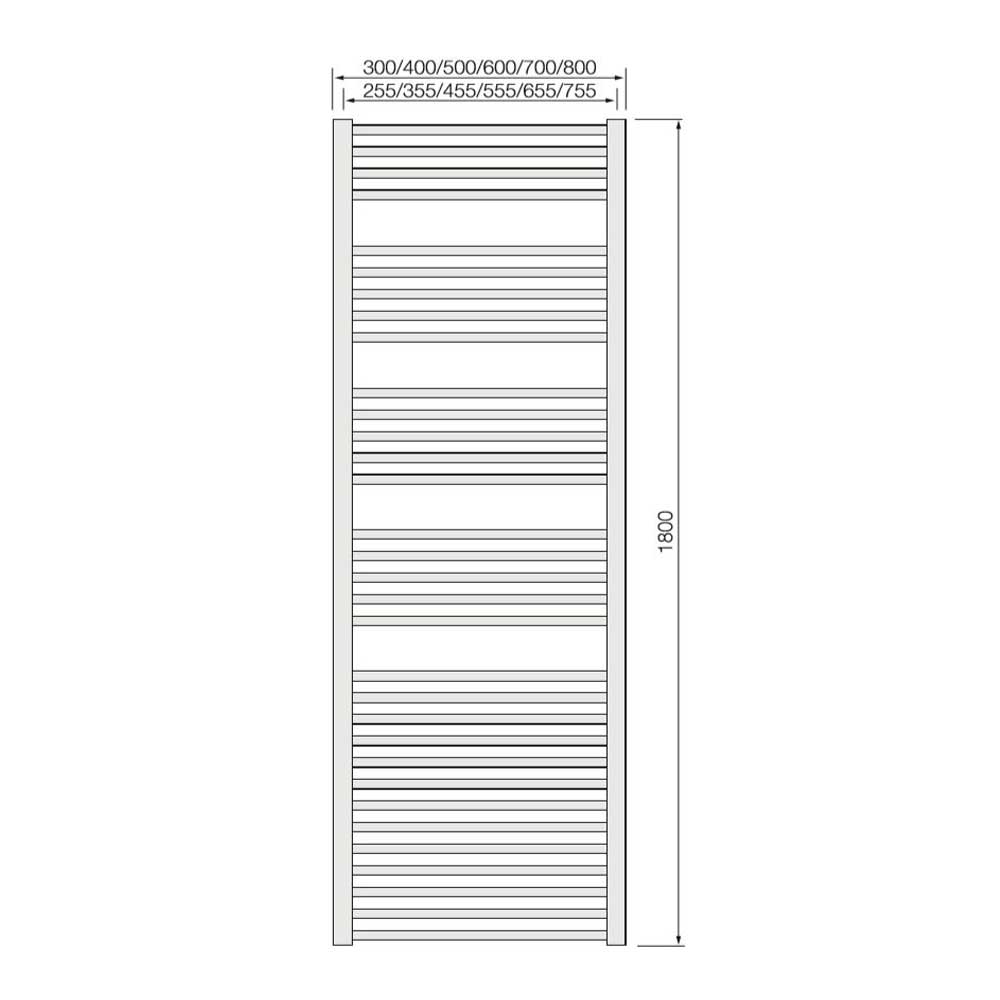 Warmbase LoCo Straight 600 x 1800mm Chrome Ladder Rail