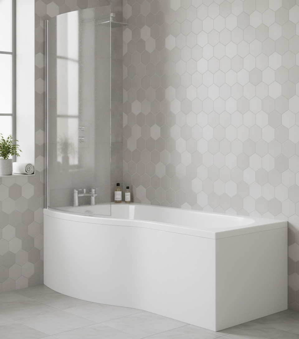 Etna Round B Shaped Left Hand Bath Set 1500mm
