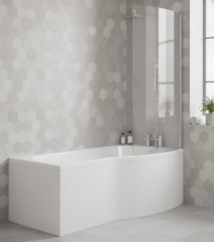 Etna Round B Shaped Right Hand Bath Set 1500mm