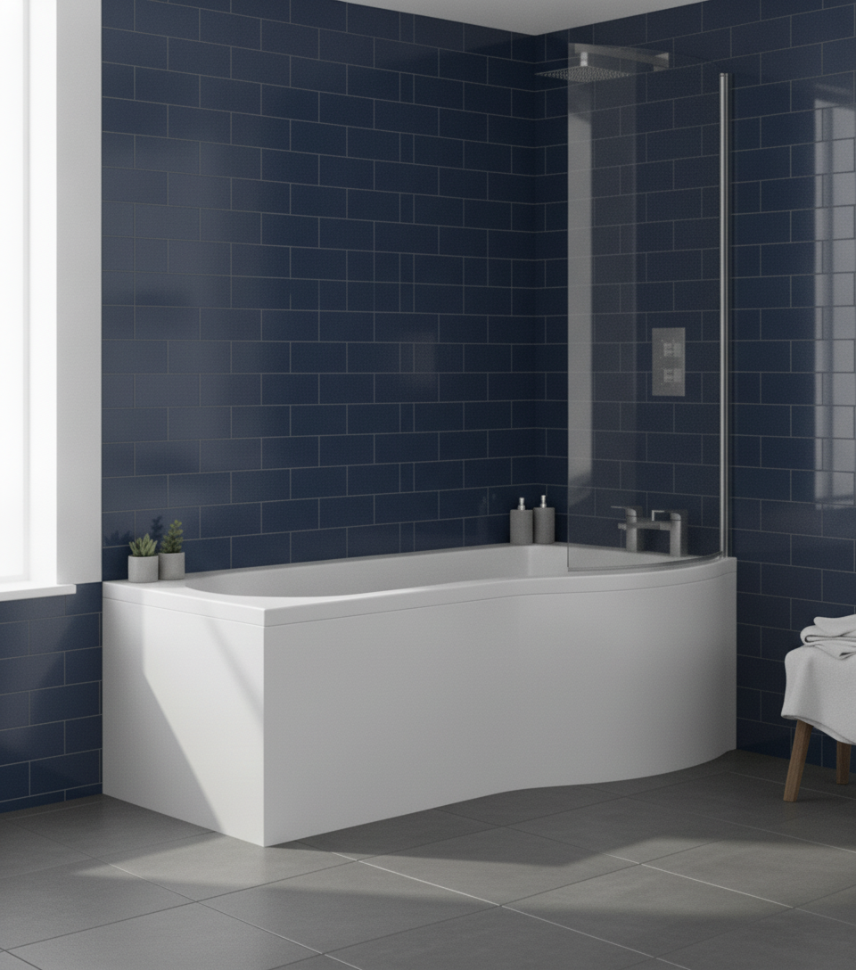 Etna P Shaped Right Hand Bath Set 1700mm