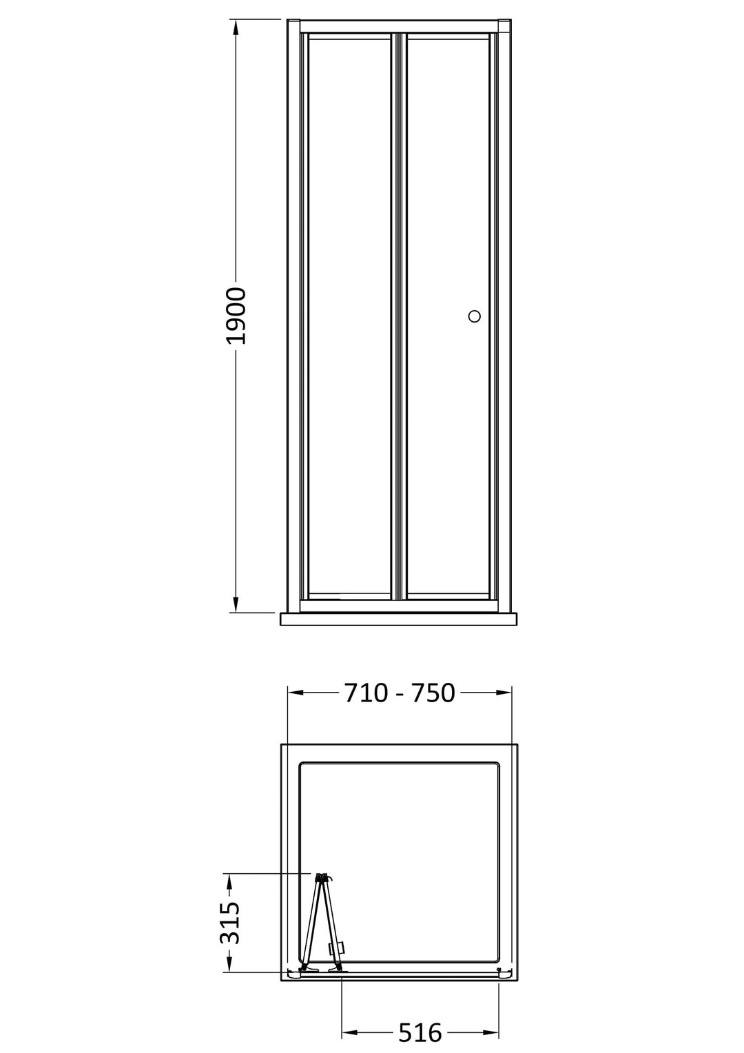 Tay 760mm Bi-Fold Door - Brushed Brass