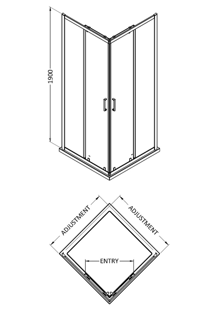 Tay 800 x 800mm Corner Entry (6mm Glass) - Chrome