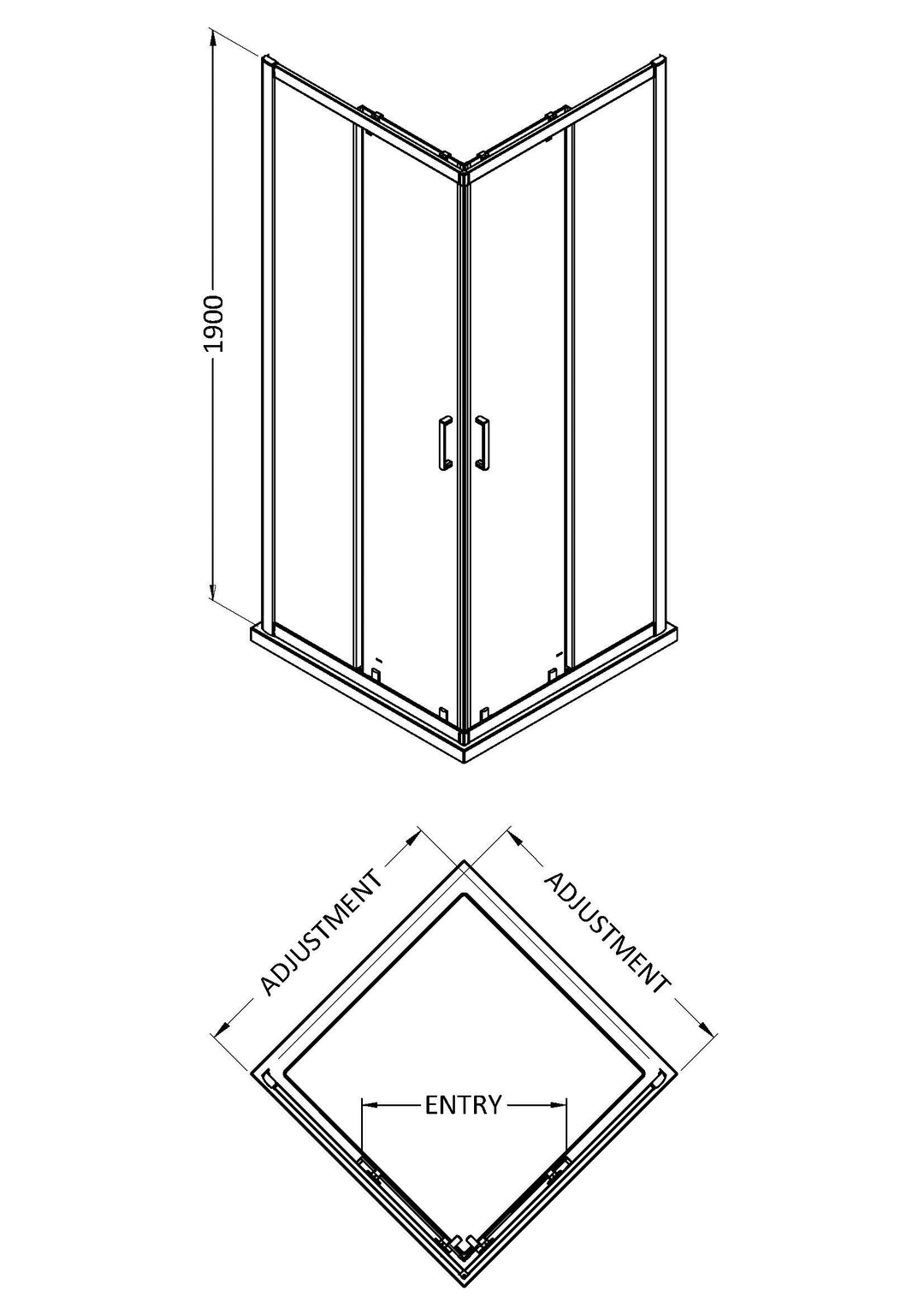 Tay 900 x 900mm Corner Entry - Chrome