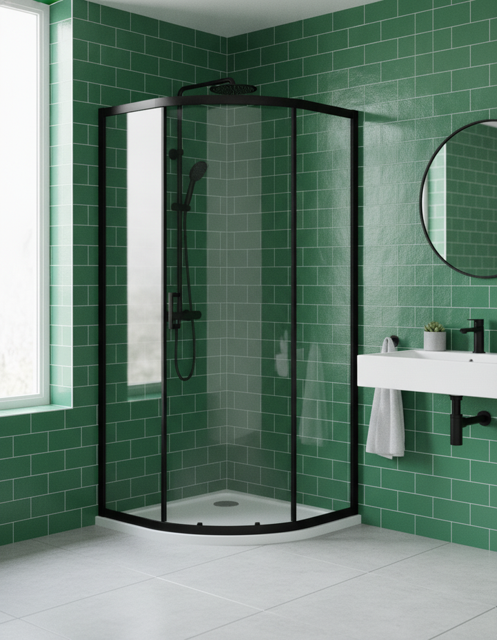 Tay 900 x 900 x 1900mm Quadrant Enclosure - Matt Black