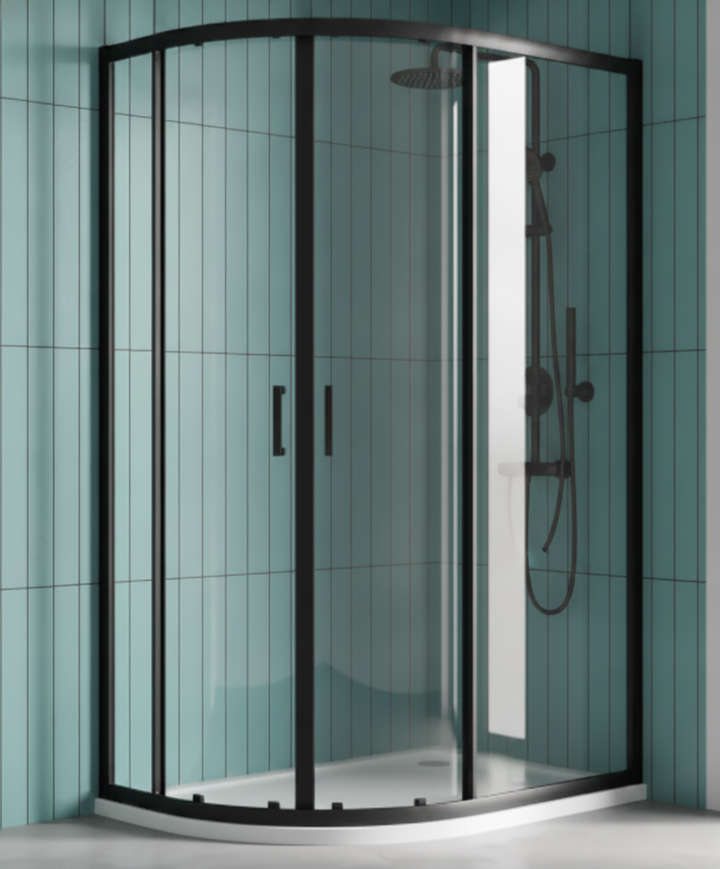 Tay 1200 x 900mm Offset Quadrant - Matt Black