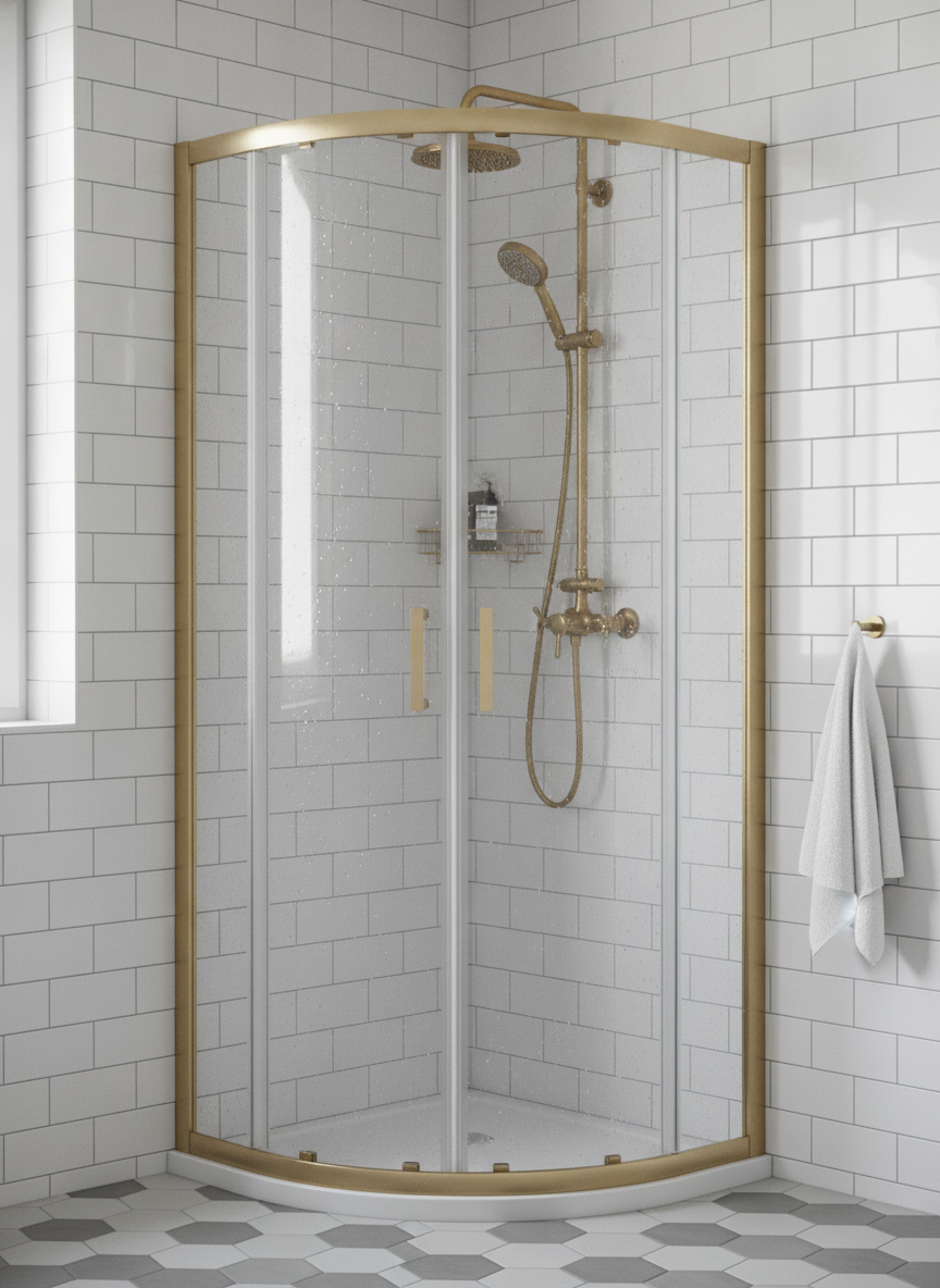 Tay 800 x 800mm Quadrant - Brushed Brass