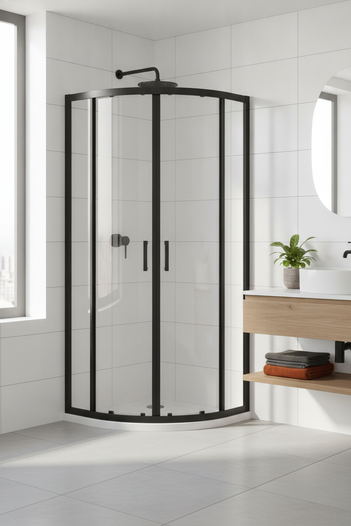 Tay 800 x 800mm Quadrant - Matt Black