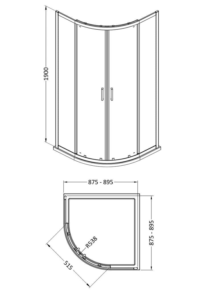 Tay 900 x 900mm Quadrant - Chrome