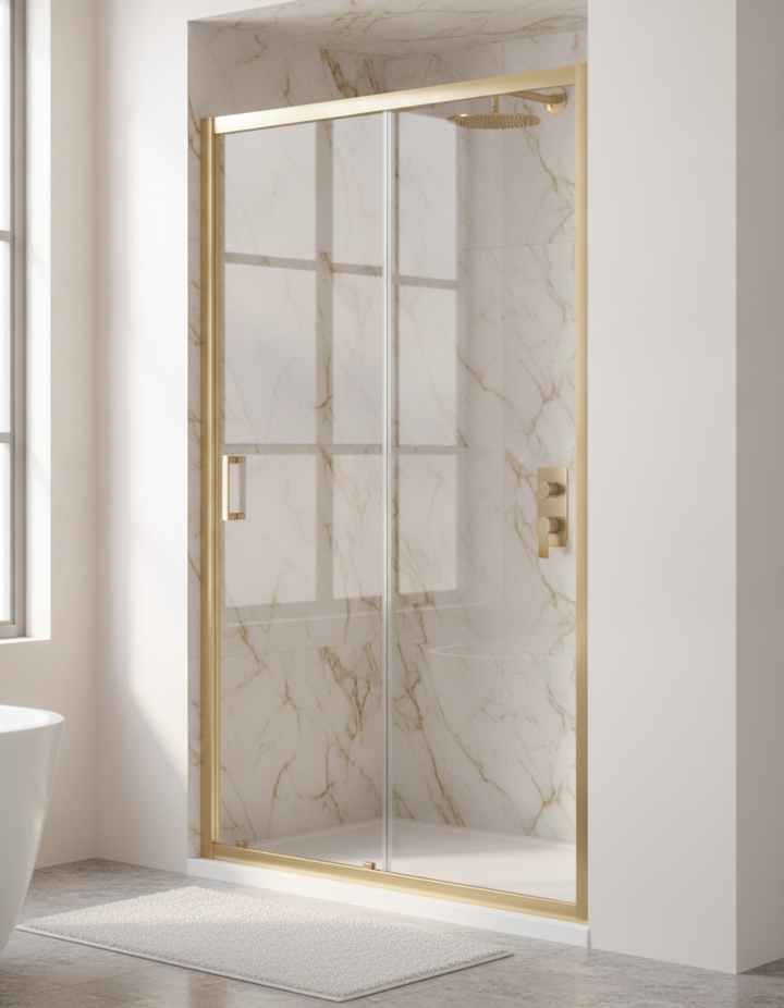 Tay 1700mm Single Sliding Door - Brushed Brass