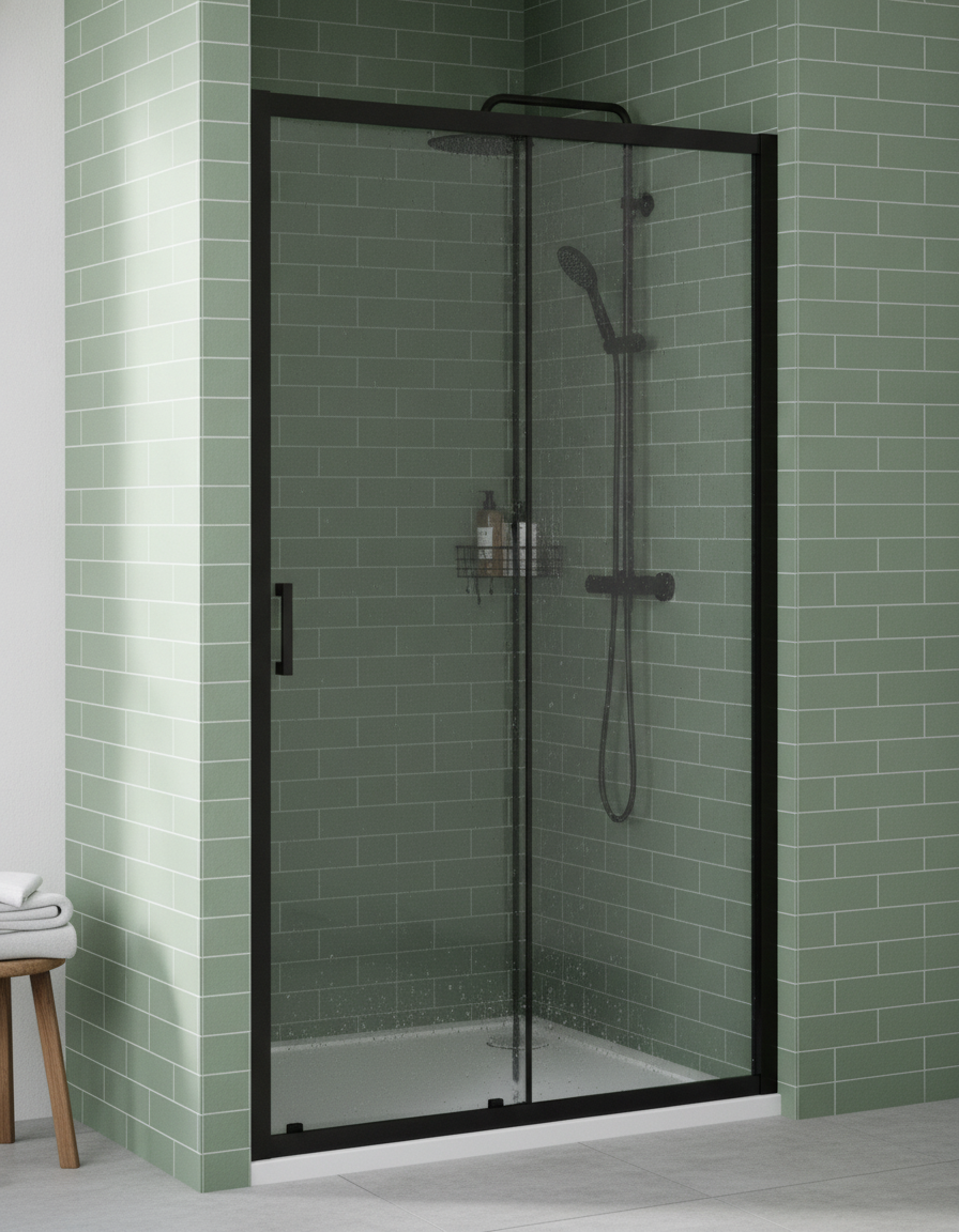 Tay 1600mm Single Sliding Door - Matt Black
