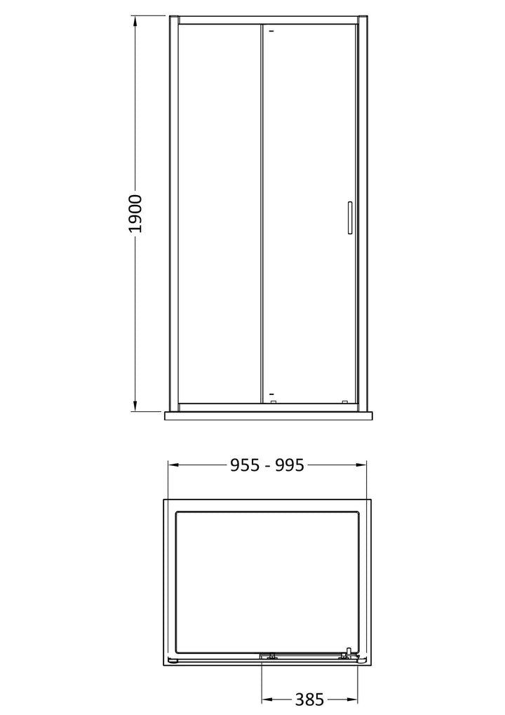 Tay 1000mm Single Sliding Door - Matt Black
