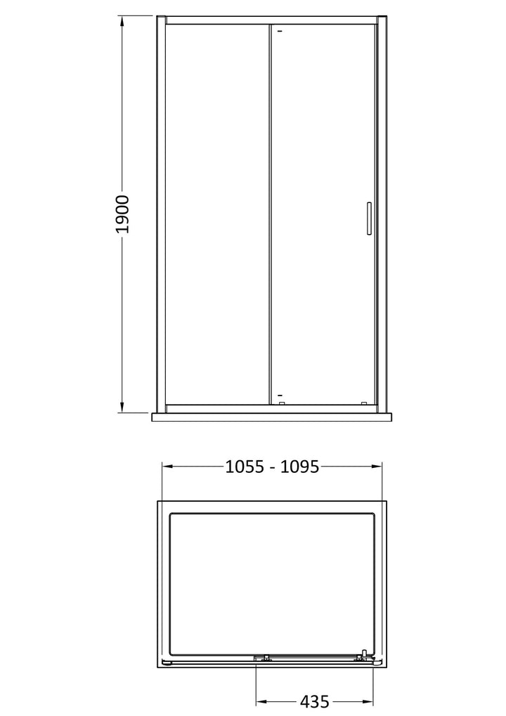 Tay 1100mm Single Sliding Door - Chrome