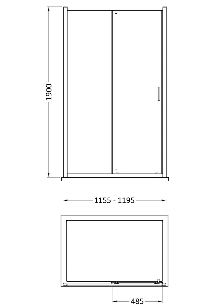 Tay 1200mm Single Sliding Door - Matt Black