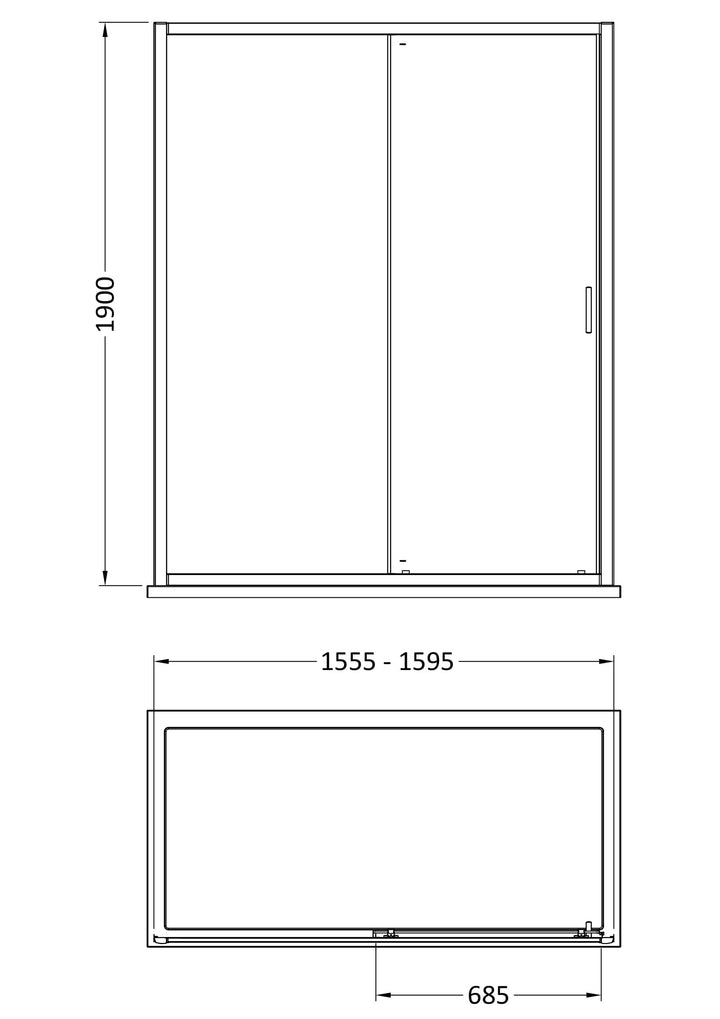 Tay 1600mm Single Sliding Door - Chrome