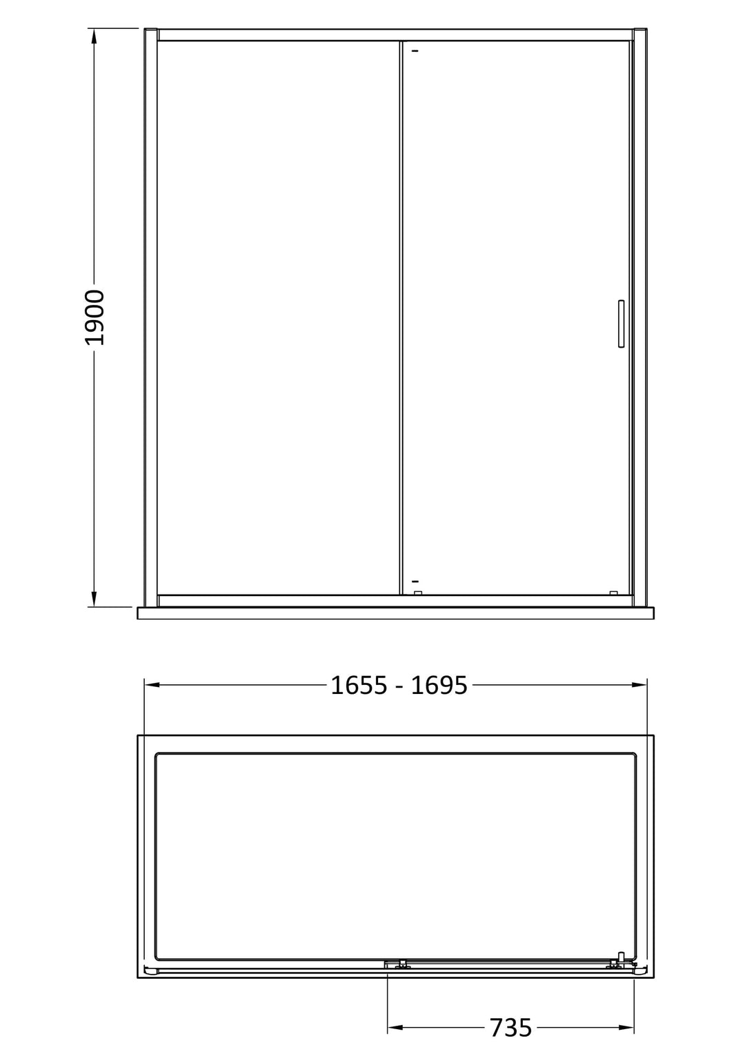 Tay 1700mm Single Sliding Door - Matt Black