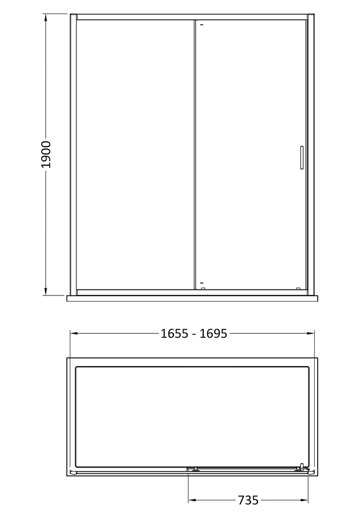 Tay 1700mm Single Sliding Door - Matt Black
