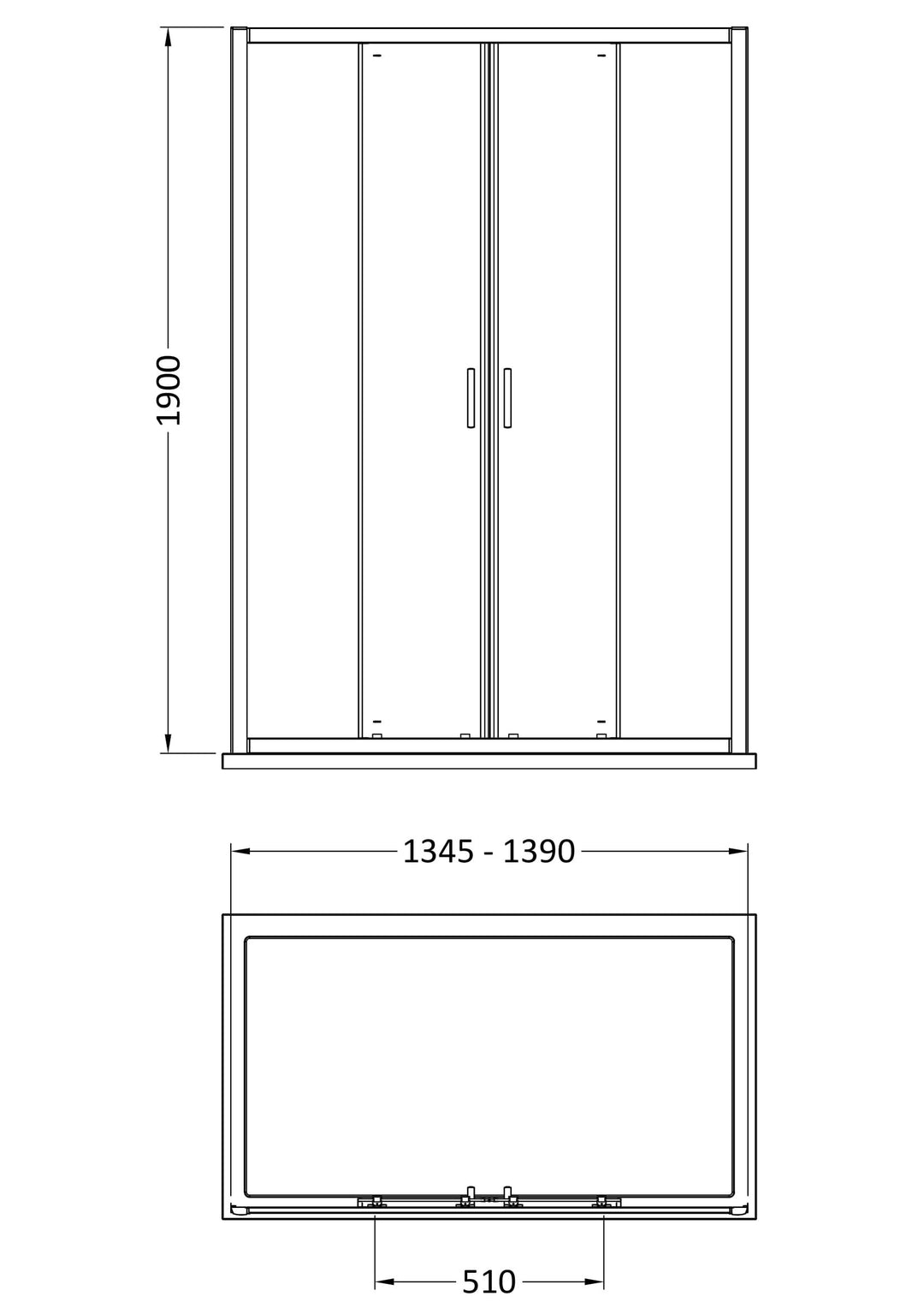 Tay 1400mm Double Sliding Door - Chrome