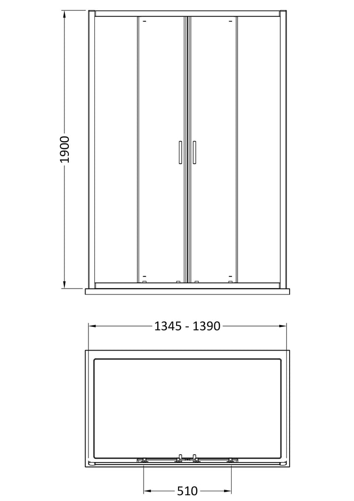 Tay 1400mm Double Sliding Door - Chrome