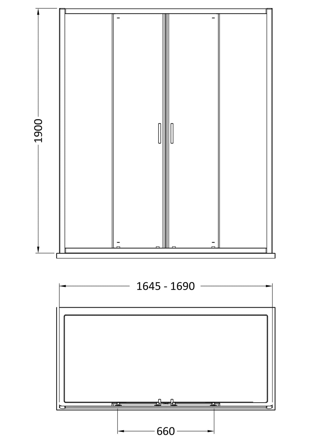 Tay 1700mm Double Sliding Door - Chrome