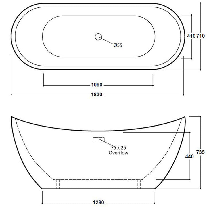 Freestanding Luxury Bath 1830mm Aviana