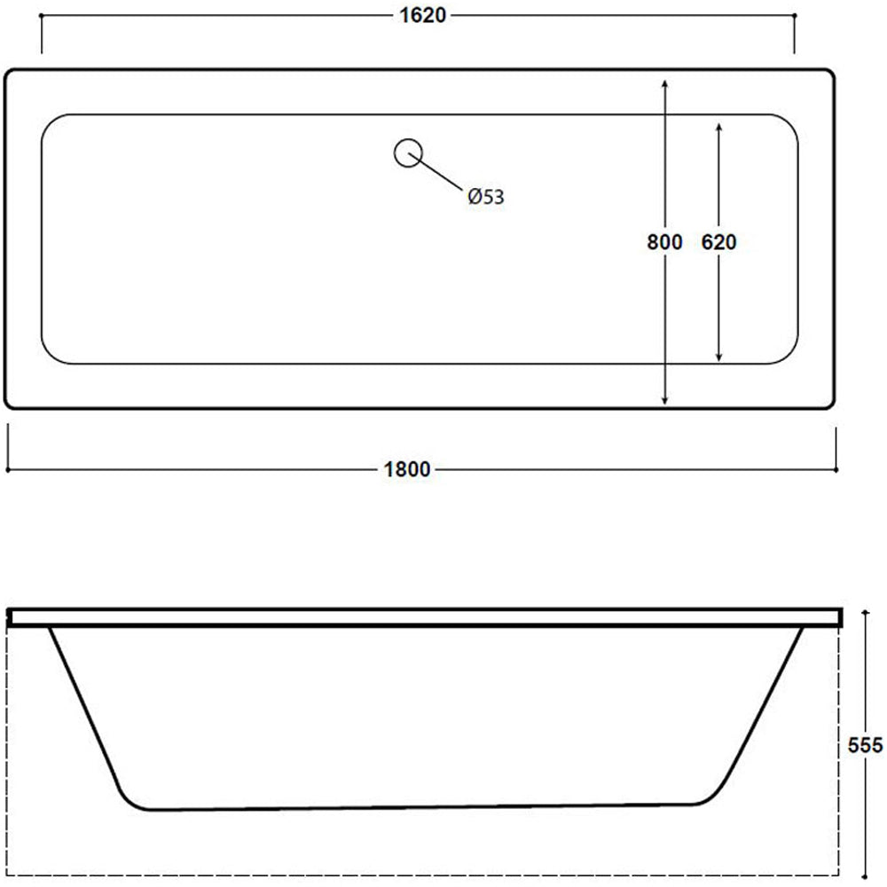 1800x800mm Double Ended Acrylic Bath - Zane 100DE by Voda Design