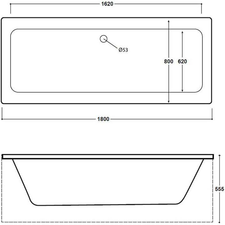 1800x800mm Double Ended Acrylic Bath - Zane 100DE by Voda Design