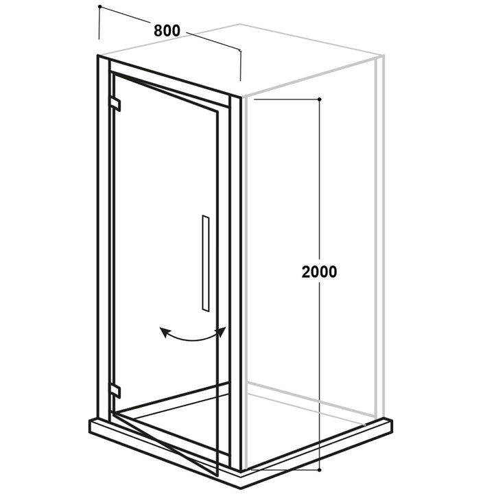 Pivot Shower Door 800mm - Kaso 8 by Voda Design (8mm Thick)