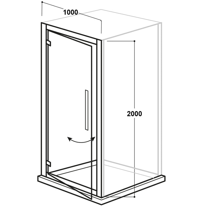 Pivot Shower Door 1000mm - Kaso 8 by Voda Design (8mm Thick)