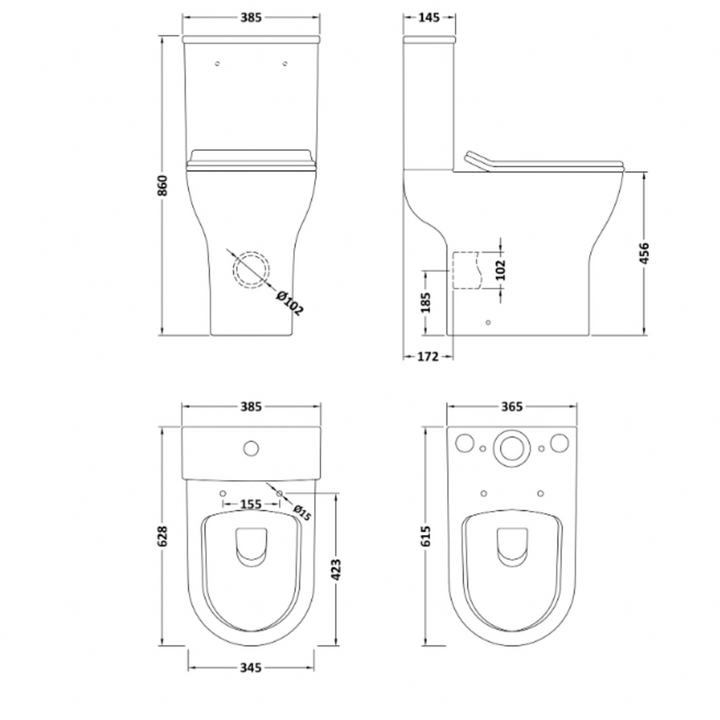 Comfort Height Rimless Pan, Cistern & Soft Close Seat - TOILETSET6