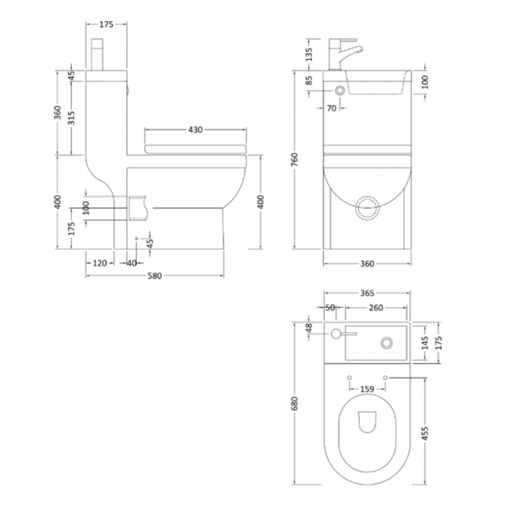 P2 Combination 2 in 1 Toilet and Sink (Includes Tap)