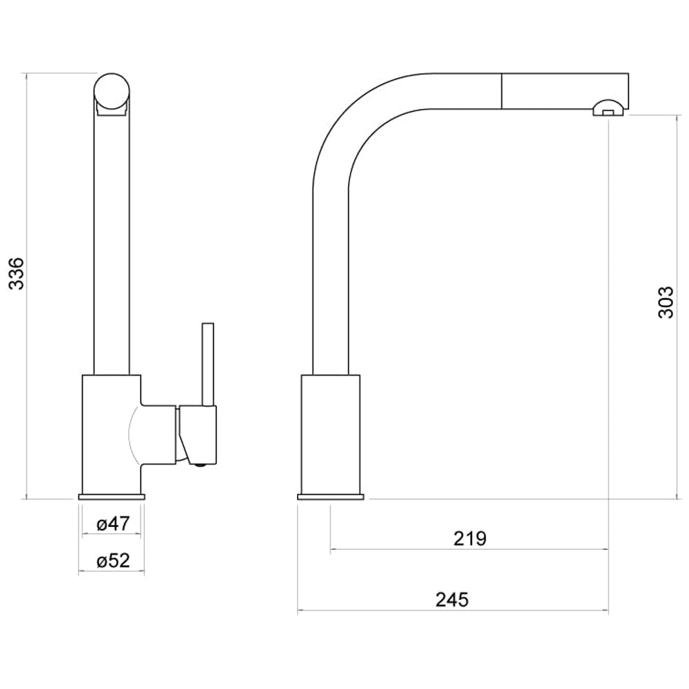 Dyche Pull Out Kitchen Mixer Tap - By Voda Design