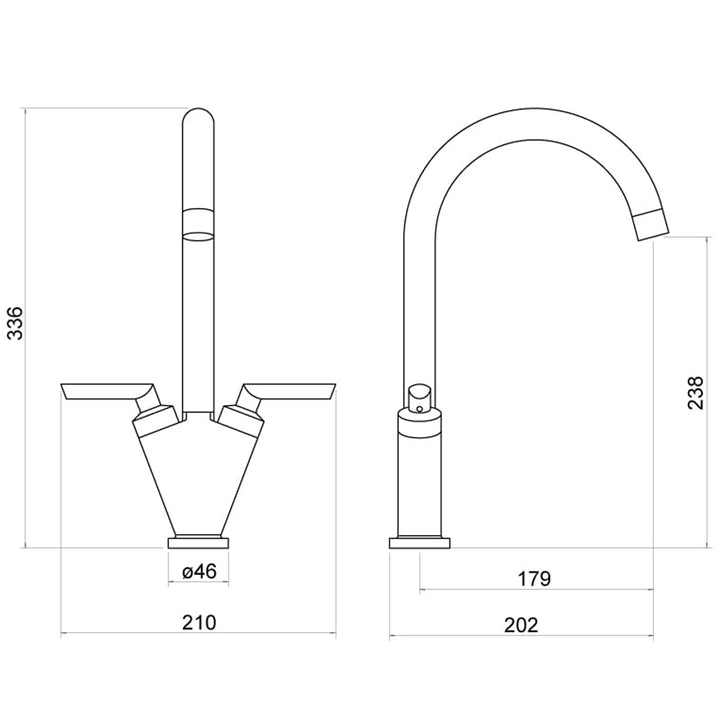 Thelon Brushed Nickel Kitchen Mixer Tap - By Voda Design