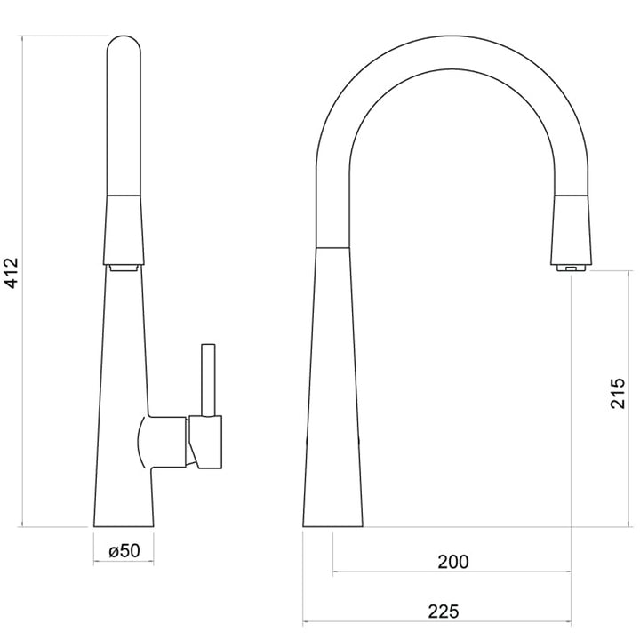 Kuban Pull Out Spout Single Lever Kitchen Mixer Tap- By Voda Design