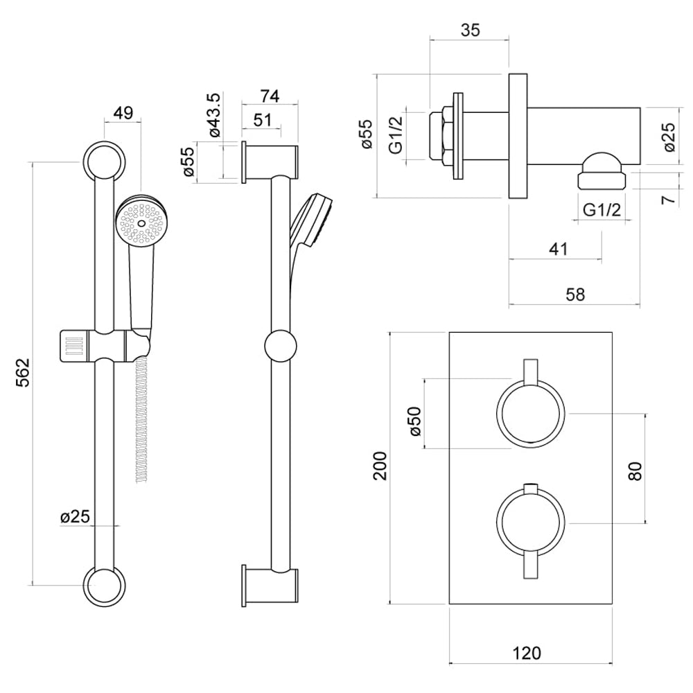 Lewes Concealed Thermostatic Shower Set - By Voda Design