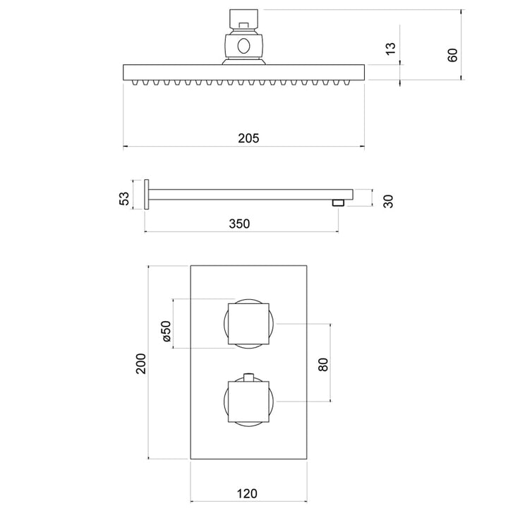 Callan Concealed Thermostatic Shower Set - By Voda Design