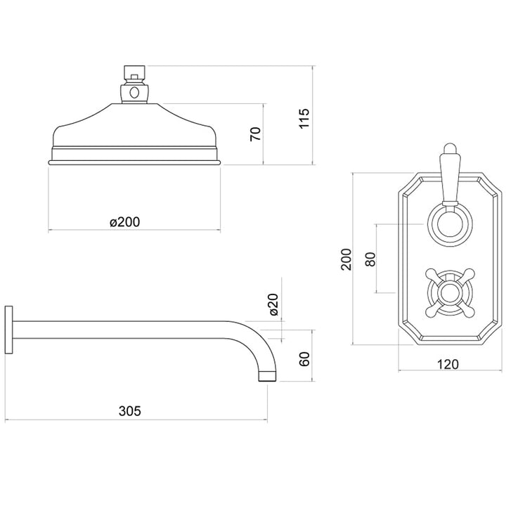 Lagan Traditional Concealed Thermostatic Shower Set - By Voda Design