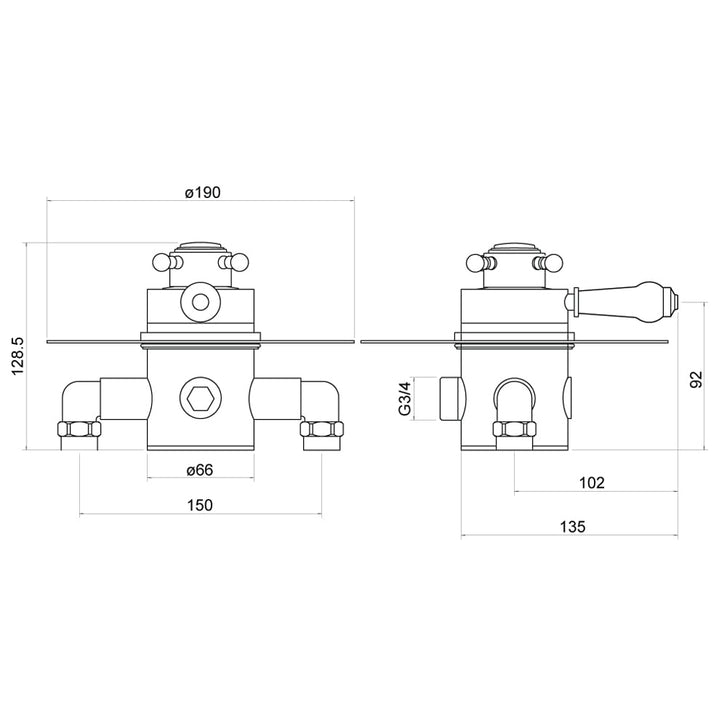 Foyle Traditional Concealed Thermostatic Shower Valve  - By Voda Design